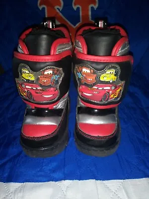 Disney Pixar Cars 2 Lighted Winter Snow Boots Toddler Size 5 Black Red  • $12