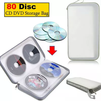 $9.49 • Buy 80 Disc CD DVD Organizer Holder Storage Bag Binder Wallet Album Media White Case