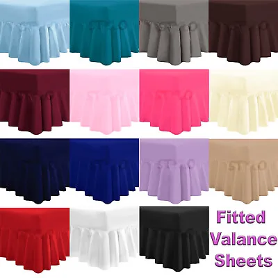 £2.99 • Buy Luxury Fitted Valance Box Bed Sheet Plain Dyed Pleated Frilled Percale Bedding