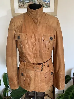 RARE ZARA Vintage Tan Brown Real Soft Leather JACKET Coat - Size M Safari Style • $98.64