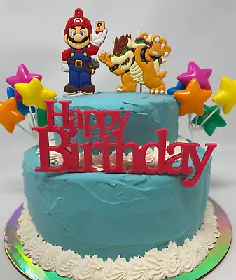 Super Mario Brothers Birthday Cake Topper Set Featuring Mario  Bowser  BRAND NEW • $9.99