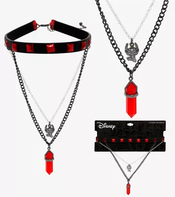 Disney Lilo & Stitch Skeleton Stitch Crystal Stud Layered Choker Necklace • $16.99