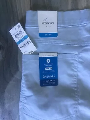 Greg Norman Performance Men's Golf Chino Pants Size 36x32 Slim BabyBlue NWT • $34.99