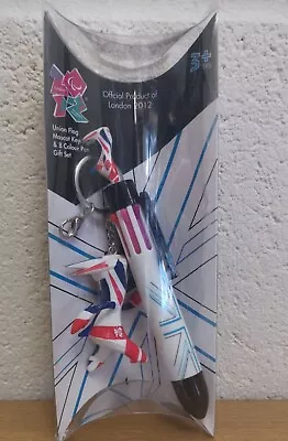 Olympic 2012 Union Flag Mascot Keyring & 8 Colour Pen Gift Set • £4.74