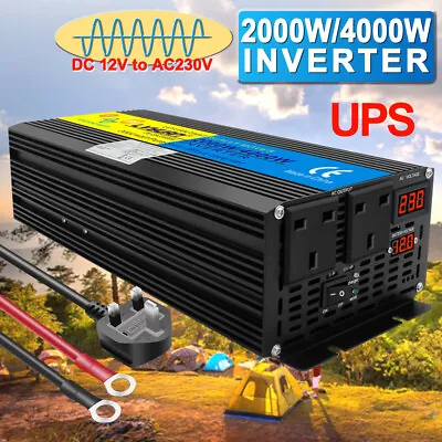 £179.99 • Buy 2000W 4000W Pure Sine Wave Power Inverter 12V To 230V Car Converter UPS Charger
