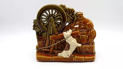 Vintage 1953 McCoy Spinning Wheel Scottie West Highland Terrior Dog Cat Planter • $24.95