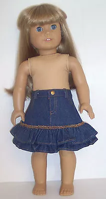 18 Inch Doll Clothes Made For American Girl Doll RUFFLED DENIM SKIRT  • $9.94