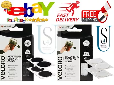 Velcro Stick On Coins Hook Loop Sticky Double Sided Adhesive Pads Fasteners 45mm • £6.39