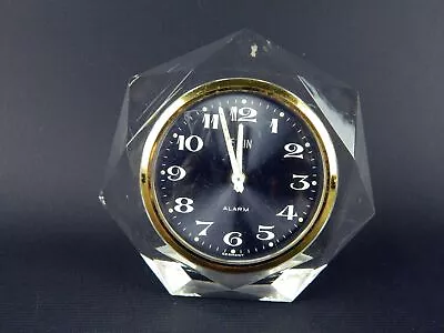 Vtg Elgin MCM Mid Century Modern Clear Acrylic Facet Travel Alarm Clock Germany • $39.95