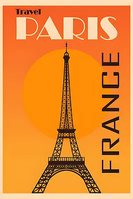 Paris France Retro Vintage Style Eiffel Tower Travel Poster Art Print PICK SIZE • $23.99