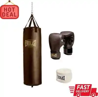 100 Lb Heavy Filled Punching Bag Kit Gloves Home Boxing Training Exercise NEW • $131.99