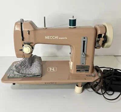 Vintage Necchi Esperia Sewing Machine Pink With Pedal TESTED! READ! • $100