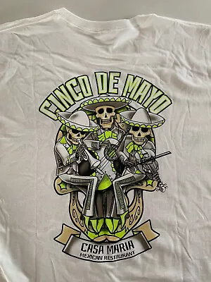 Cinco De Mayo Casa Maria Mexican Restaurant Texas Skeleton Mariachis Tee Large • $16.61