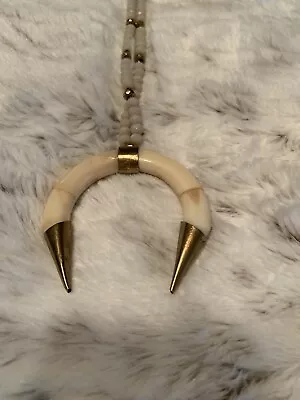 BHD Beaded Necklace Bullhorn Pendant • $18