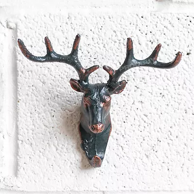 Decorative Metal Stag Deer Head Antlers Wall Mounted Hook Coat Jacket Stand Key • £16