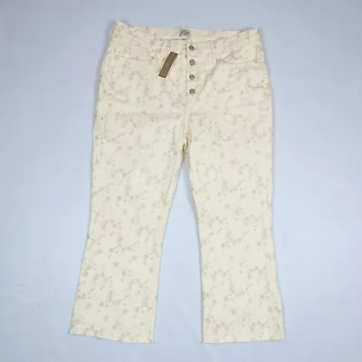 J Crew Jeans Womens Size 32 Floral Embroidered Demi Boot Crop Pants • $33.50