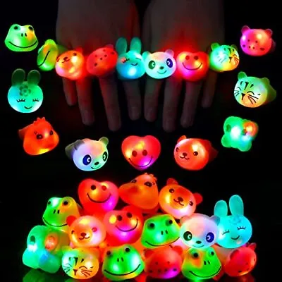 $22.29 • Buy 24Pcs Light Up Rings Flashing Colorful LED Animal Bumpy Jelly Rings Glow In Dark