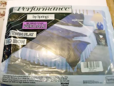 NEW Vintage Performance By Springs Twin Flat Bed Sheet Porcelain Blue • $8.99