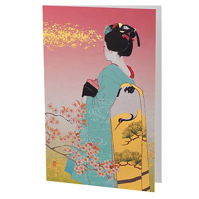 Maiko In Blue Kimono Japanese Card • £3