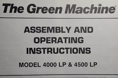 HMC Green Machine Gas Handheld Brush Cutter 4000 4500 LP Owner & Parts Manual • $96.09