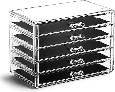 The MANHATTAN SERIES Acrylic Makeup Drawer Organizer- 5 Drawers | Clear Beauty O • $28.99