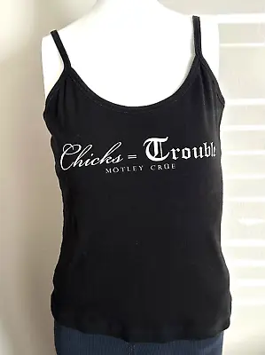 ☑️  Motley Crue   Chicks = Trouble Women's Black Tank Top Size XL 141 • $14.01