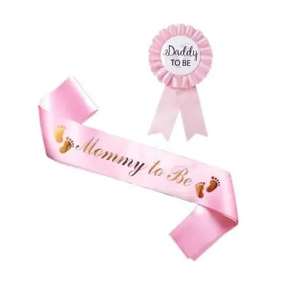 Mommy To Be Sash Daddy To Be  Badge Pink Blue Party Accessories BABY SHOWER  • £7.99