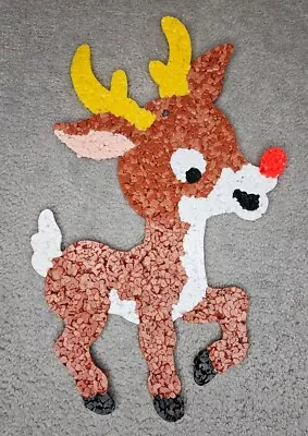 Vintage Christmas Decor Melted Plastic Popcorn Rudolph The Red Nosed Reindeer  • $29.99