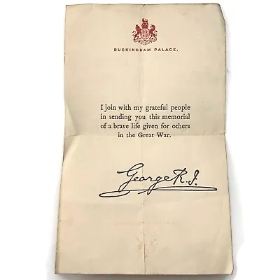 £49.99 • Buy Original WW1 Death Penny / Memorial Plaque Buckingham Palace Letter Insert