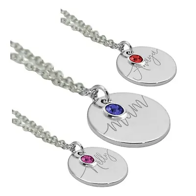 Jewelry Stainless Steel Necklace Birthstone Mothers Day Name Gift Her Girl Mum  • £8.99