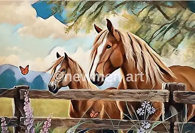 2 HORSES  16X12 Inch Canvas Framed WALL ART PICTURE UK • £25