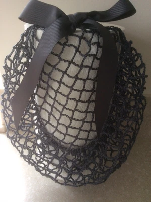£10 • Buy 1940s Style Hair Snood/Net Grey/Blue Fine Crochet Wartime Pattern
