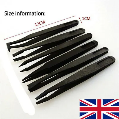 8X Tweezer Anti-static Plastic Tweezers Repair Tools For Sensitive Components ZY • £3.71