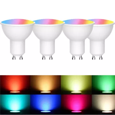 1-4X GU10 Smart LED Bulb RGB Colour Changing Spotlight Alexa Google App Control • £7.99