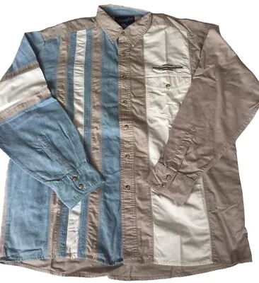 Vintage WRANGLER Aztec Shirt Colour Block Western Embroidered Denim Men’s L • £24