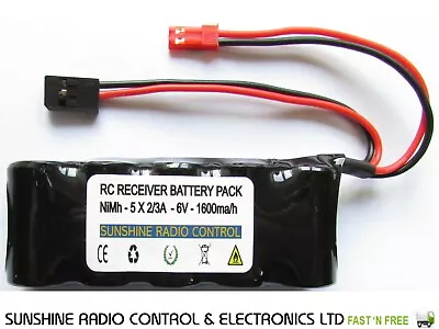 £11.86 • Buy RC 1600mAh 6V RX Receiver Straight Battery Flat Pack High Power 2/3a NiMh Cells 