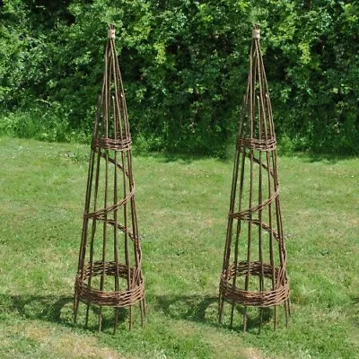 £47.99 • Buy Spiral Willow Garden Obelisk 1.5m Set Of 2 Climbing Plant Support Trellis Frame