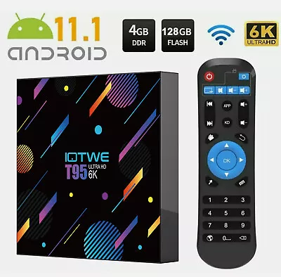 NEW TV BOX Android 11 2.4G&5G WiFi 4GB RAM 128GB ROM HD 6K 1080P Media Player UK • £32.69