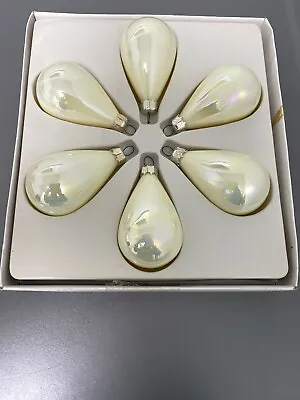 Kurt Adler Iridescent Carnival Glass Ornaments Set Of 6 Ivory Vintage • $29.95