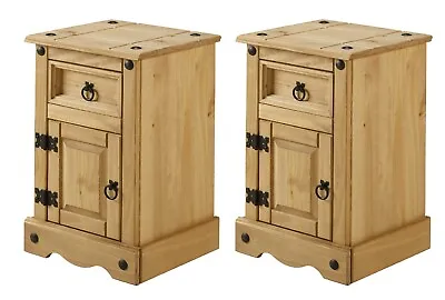 £69.99 • Buy Corona Bedside 1 Door Table Cabinet Pot Cupboard Solid Pine X2 Mercers Furniture