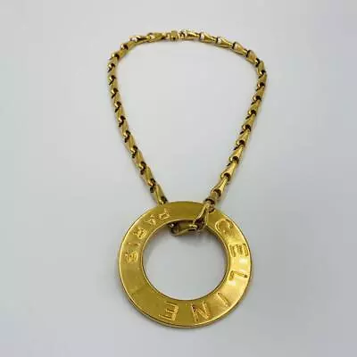 CELINE Necklace Extra Large Circle 8Cm Logo Gold • $346.79