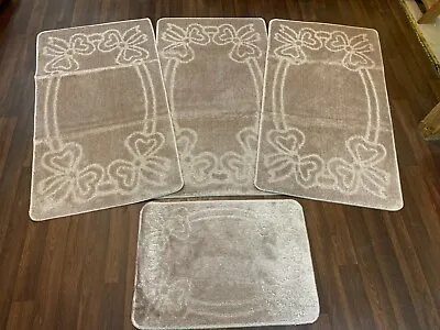 Romany Gypsy Washables Four Bow Design Full 4pc Set Of Mink Mats/rugs! • £39.99