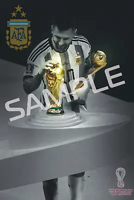 $9.95 • Buy Qatar 2022 World Cup Argentina Lionel Messi  2022 Trophies Poster  12x18 Inches