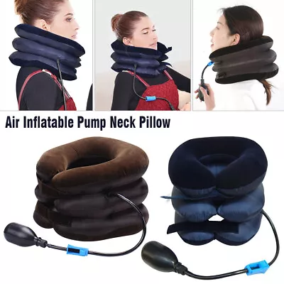 UK Air Inflatable Pump Neck Head Cervical Traction Stretcher Pain Relief • £8.52