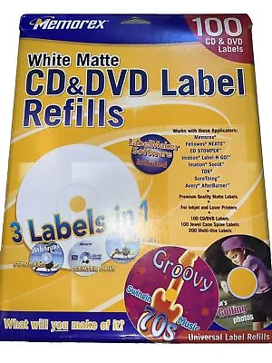 Memorex CD DVD Label Refills White Matte 74 Count Open Box 3 Labels In One • $12.99