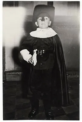 Vintage Photo Little Boy In Creepy Costume Musketeer Carnival Masquarade *9516F • $9.99