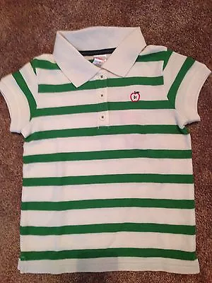 NWT Gymboree Prep School Green White Striped Apple Polo Shirt 6 • $7.99
