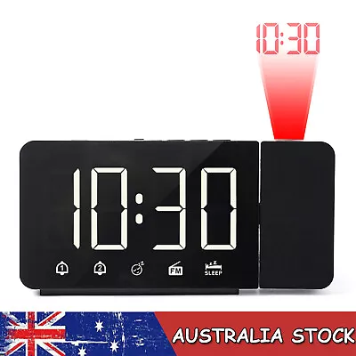 12H/24H Digital Alarm Clock 180° Time Projector FM Radio Snooze USB Charging AU • $25.99