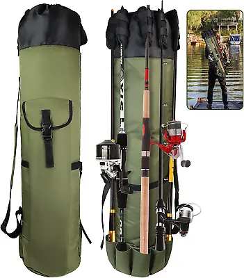 $37.99 • Buy Fishing Rod Bag - Durable Folding Oxford Fabric, Portable Fish Pole Storage Case
