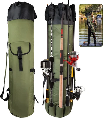 $37.99 • Buy Fishing Rod Bag - Durable Folding Oxford Fabric, Portable Fish Pole Storage Case